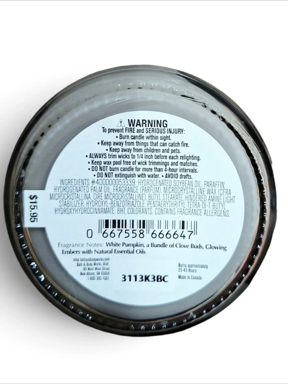 Bath & Body Works Pumpkin Bonfire Fragrance Candle